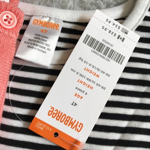 NWT Gymboree sz 4T chambray stripe dress, sz XS (4) coral cardigan, lot of 2 NEW - Picture 7 of 13